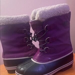 Women’s Purple Lace-Up Winter Boots with Fleece Lining